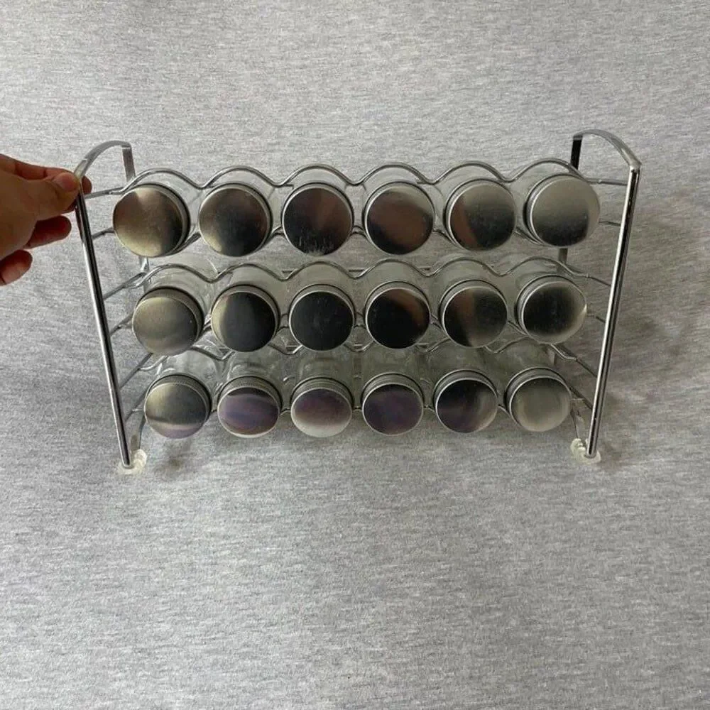 DecoBros Chrome 18 Bottle Spice Rack Stand Holder